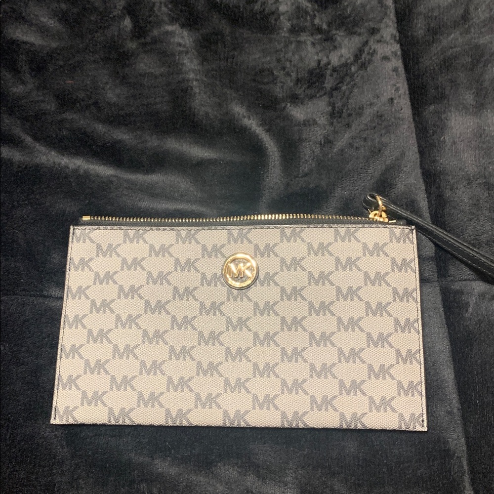 Michael Kors Monogrammed Black and Gray Pouch
